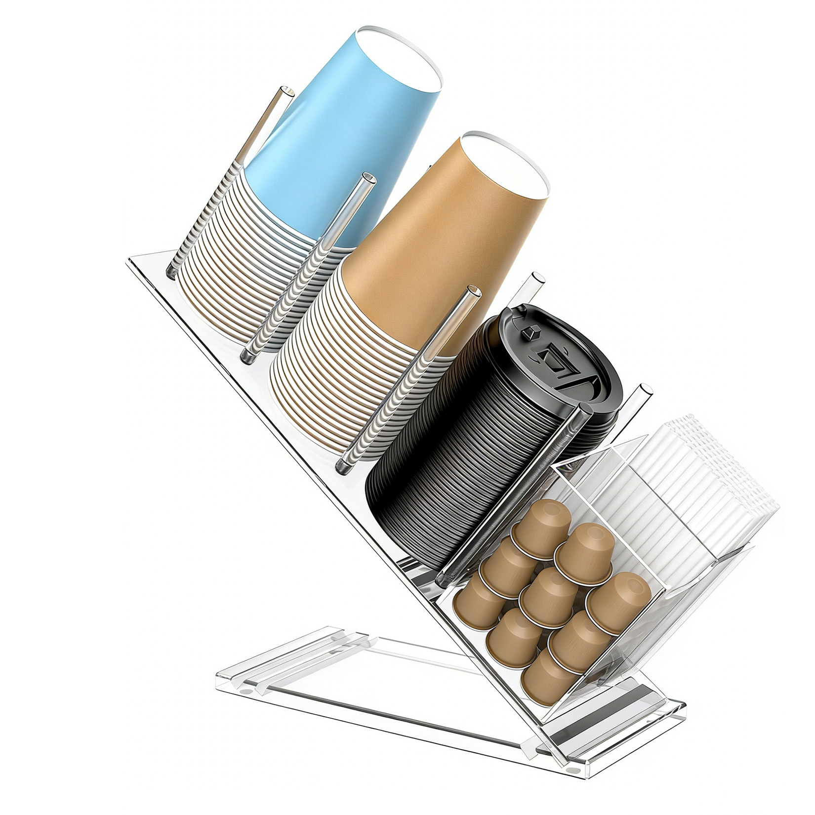 Coffee Equipment Rack - Acrylic Coffee Cup Holder Adjustable Disposable