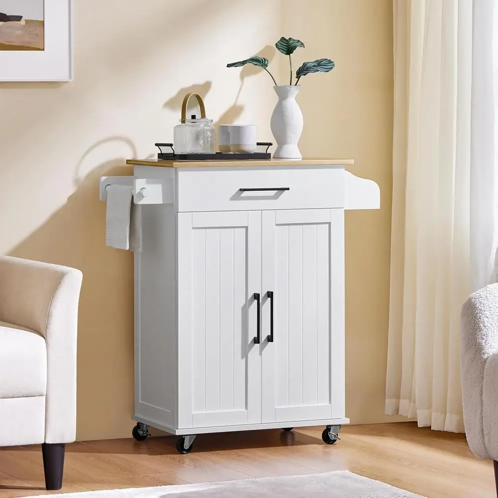 White Rolling Kitchen Cart wit - đánh giá và giá Coffee Equipment Rack