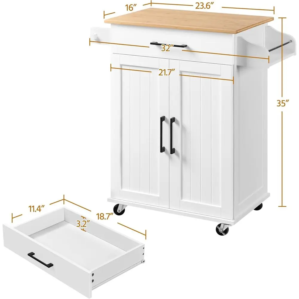 White Rolling Kitchen Cart wit - đánh giá và giá Coffee Equipment Rack
