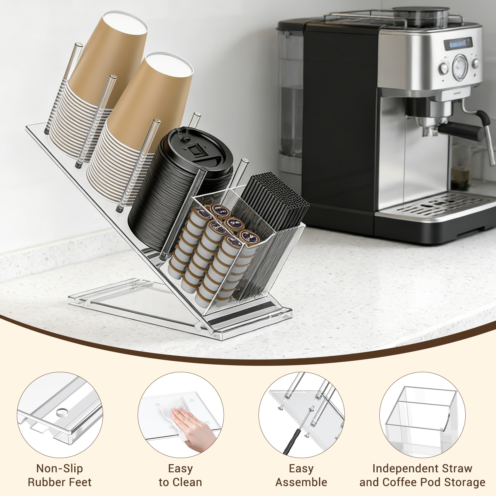 Acrylic Coffee Cup Holder Adju - đánh giá và giá Coffee Equipment Rack
